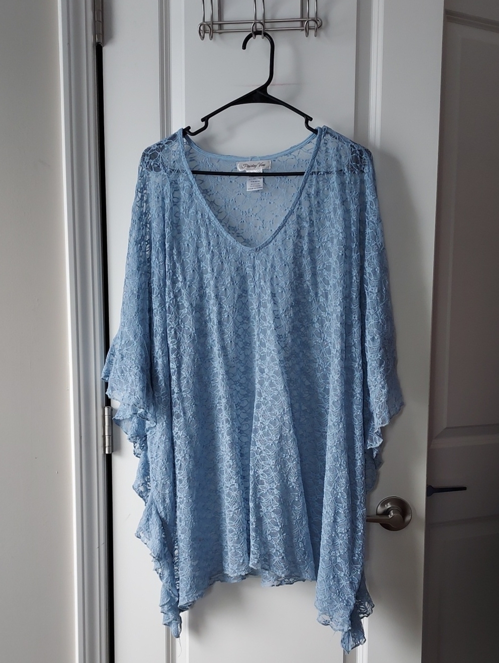 Paisley Vine Light Blue Lace Overlay Tunic